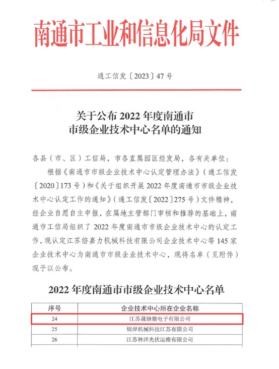 熱烈祝賀晟馳微電子通過南通市市級企業(yè)技術(shù)中心認(rèn)定.jpg